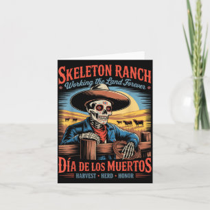Retro Día De Los Muertos Cowboy Boer Kaart
