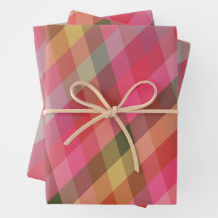 Retro diagonale kerst geruite schattige preppy vak inpakpapier vel