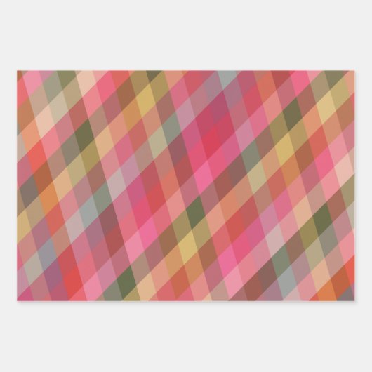 Retro Diagonale Kerst Plaid Schattigee Preppy Vaka Inpakpapier Vel (Voorkant)