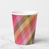 Retro Diagonale Kerst Plaid Schattigee Preppy Vaka Papieren Bekers (Achterkant)