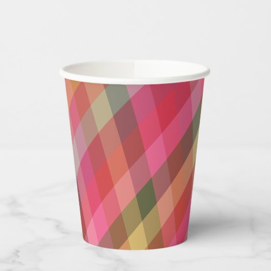 Retro Diagonale Kerst Plaid Schattigee Preppy Vaka Papieren Bekers (Links)