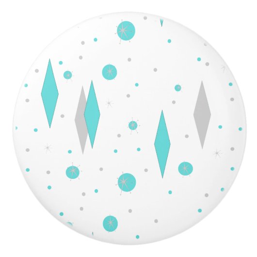 Rétro diamant de turquoise et bouton en céramique (Devant)