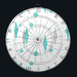 Rétro diamant de turquoise et Cible de flechettes<br><div class="desc">Diamants de cette les rétros turquoise et le motif de cible de Starbursts (gros caractères) est une nouvelle prise sur un style vintage. Il comporte les starbursts kitschy et gris sur le pois de turquoise, l'entourage géométrique, la turquoise et les formes grises de diamant. Customisez la couleur d'arrière - plan...</div>