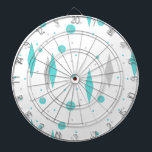 Rétro diamant de turquoise et Cible de flechettes<br><div class="desc">Diamants de cette les rétros turquoise et le motif de cible de Starbursts (gros caractères) est une nouvelle prise sur un style vintage. Il comporte les starbursts kitschy et gris sur le pois de turquoise, l'entourage géométrique, la turquoise et les formes grises de diamant. Customisez la couleur d'arrière - plan...</div>