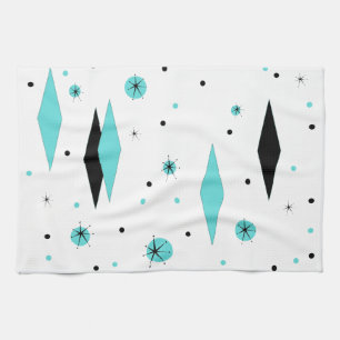 Rétro diamant de turquoise et serviette de cuisin