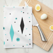 Rétro diamant de turquoise et serviette de cuisine (Quart Plié)