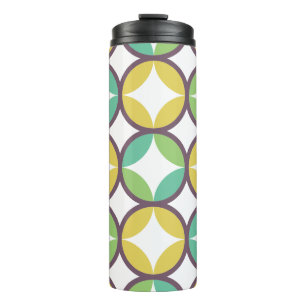Retro diamant in cirkelpatroon blauw groen goud thermosbeker