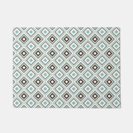 Retro Diamanten Bruin Turquoise Deurmat (Voorkant)