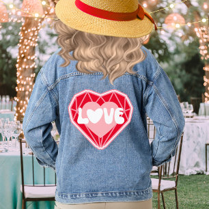 Retro Diamond Hart Liefde Valentijnsdag Denim Jacket
