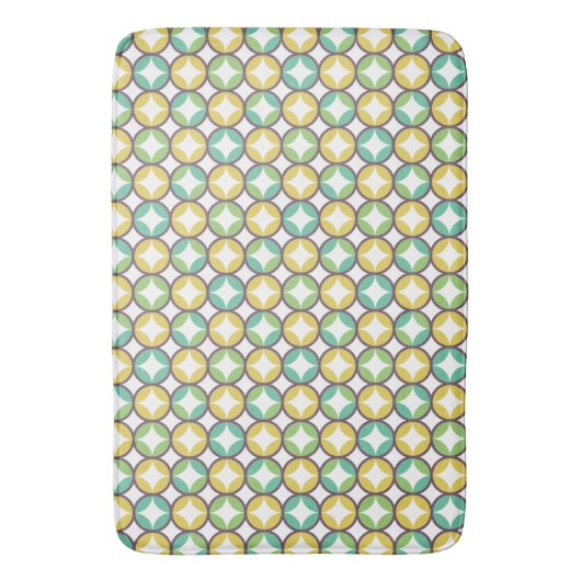 Retro Diamond in Circle Pattern Blue Green Gold Badmat (Voorkant Verticaal)