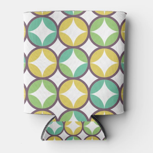 Retro Diamond in Circle Pattern Blue Green Gold Blikjeskoeler (Voorkant)