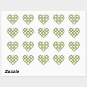 Retro Diamond in Circle Pattern Blue Green Gold Hart Sticker (Vel)