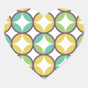 Retro Diamond in Circle Pattern Blue Green Gold Hart Sticker