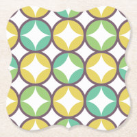 Retro Diamond in Circle Pattern Blue Green Gold