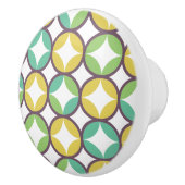 Retro Diamond in Circle Pattern Blue Green Gold Keramische Knop (Rechts)