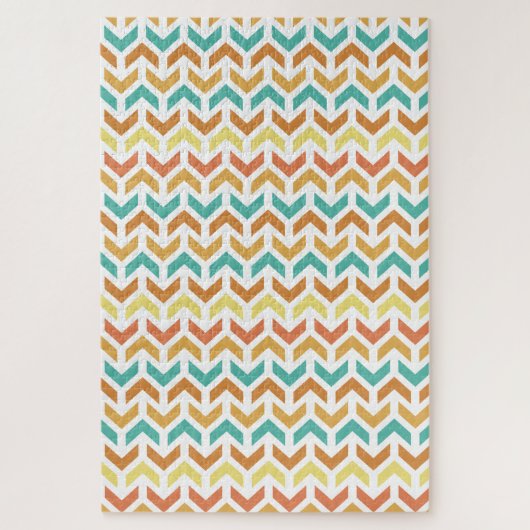 Retro Diamond in Circle Pattern Blue Green Gold Legpuzzel (Verticaal)