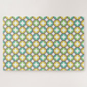 Retro Diamond in Circle Pattern Blue Green Gold Legpuzzel (Horizontaal)