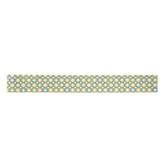 Retro Diamond in Circle Pattern Blue Green Gold Lint (Voorkant)