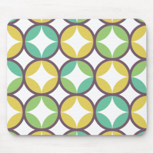 Retro Diamond in Circle Pattern Blue Green Gold Muismat