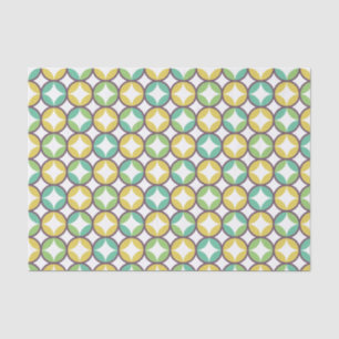 Retro Diamond in Circle Pattern Blue Green Gold Tissuepapier