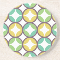 Retro Diamond in Circle Pattern Blue Green Gold
