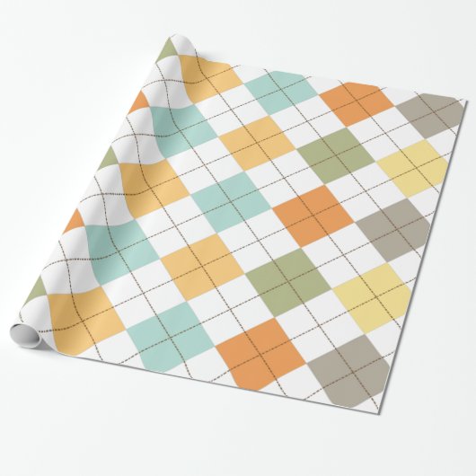 Retro Diamond Pattern Gift Wrap Cadeaupapier (Uitgerold)
