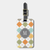 Retro Diamond Pattern Monogram Bagagelabel (Voorkant verticaal)