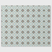 Retro Diamonds Brown Turquoise Cadeaupapier (Vlak)