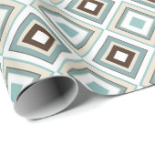 Retro Diamonds Brown Turquoise Cadeaupapier (Rol Hoek)