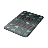 Retro Diamonds Rechthoeken Black Turquoise Badmat (Gekanteld)