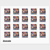 "Retro Dice Roll" Vierkante Sticker (Vel)