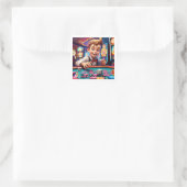 "Retro Dice Roll" Vierkante Sticker (Tas)