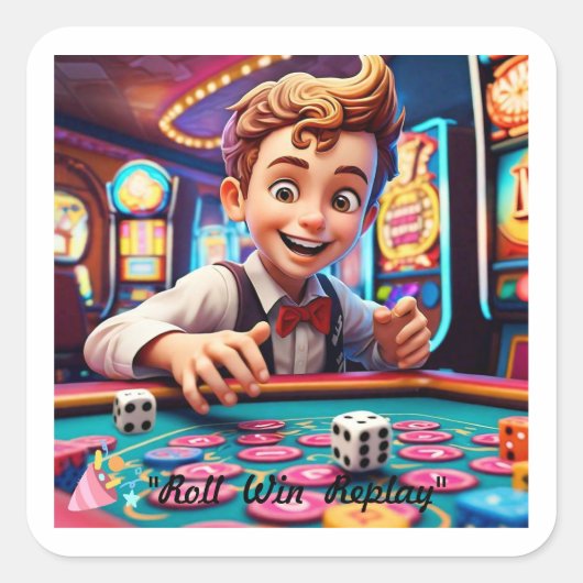 "Retro Dice Roll" Vierkante Sticker (Voorkant)