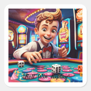 "Retro Dice Roll" Vierkante Sticker