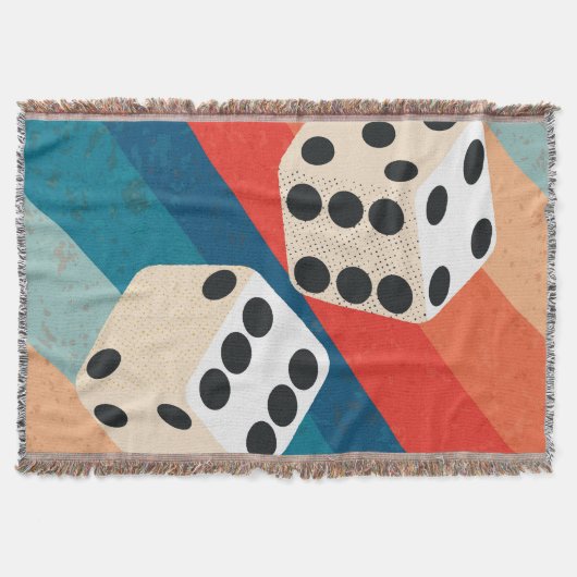 Retro Dice Wall Art Trendy Prints die geluk hebben Deken (Voorkant)