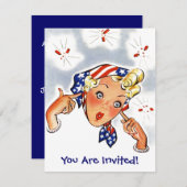 Retro die brandkraker van een partijuitnodiging af kaart (Voorkant / Achterkant)