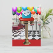 Retro Diner Bar, gereedschap Uitnodiging (Staand voorkant)