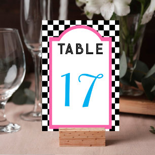 Retro Diner Checkerboard Roze Blauw Zwart & Wit Kaart