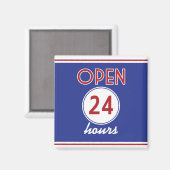 Retro Diner Design Magnet Open 24 Heures (Recto/Verso)