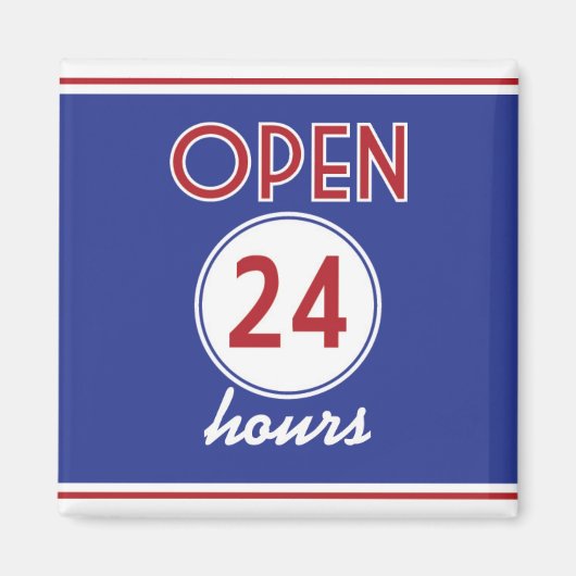 Retro Diner Design Magnet Open 24 Heures (Devant)