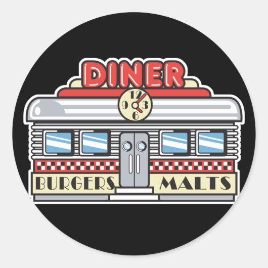 retro diner design ronde sticker (Voorkant)