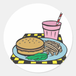 retro diner fast food maaltijd ronde sticker