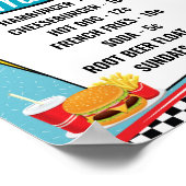 Retro Diner Menu 1950 Blauwgroen, rood, geel Poster (Hoek)