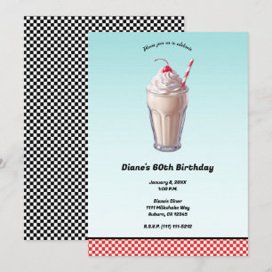 Retro Diner Milkshake Ijs Verjaardagsfeestje Kaart
