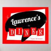 Retro Diner Red en Black Starburst Custom Kitchen Poster (Voorkant)