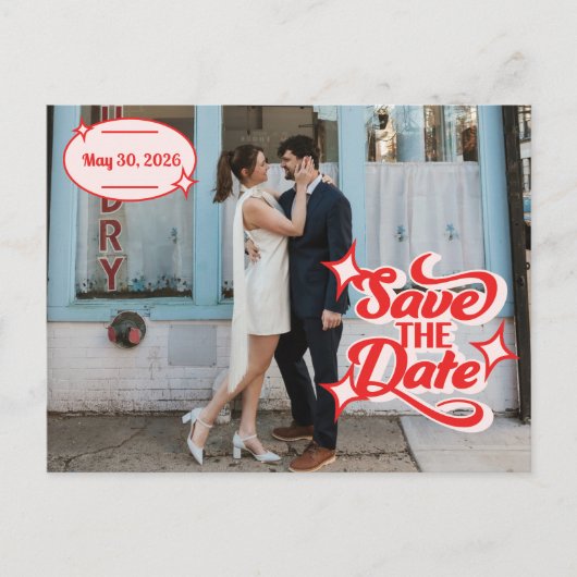 Retro Diner Save The Date Post Card Briefkaart (Voorkant)