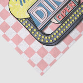 Retro Diner Sign 50s Roze ingecheckte persoonlijke Tissuepapier (Detail)