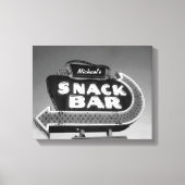 Retro Diner Sign aanpasbare naam zwart wit Canvas Afdruk (Voorkant)