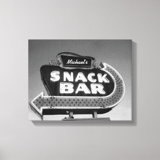 Retro Diner Sign aanpasbare naam zwart wit Canvas Afdruk (Voorkant)