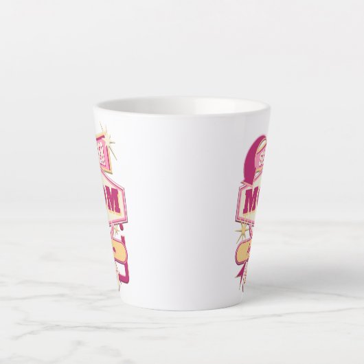 Retro Diner Sign Super Mam Latte Mok (Voorkant)